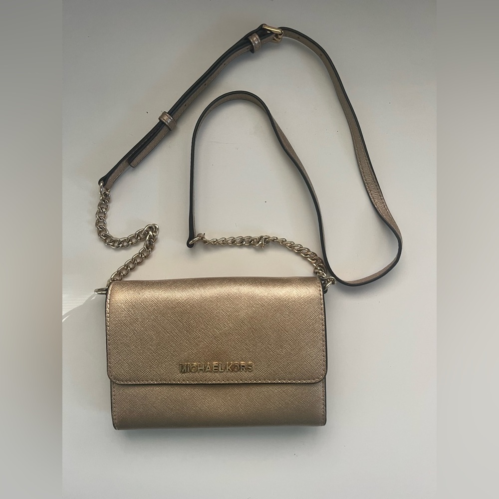 Michael Kors Gold Leather Crossbody